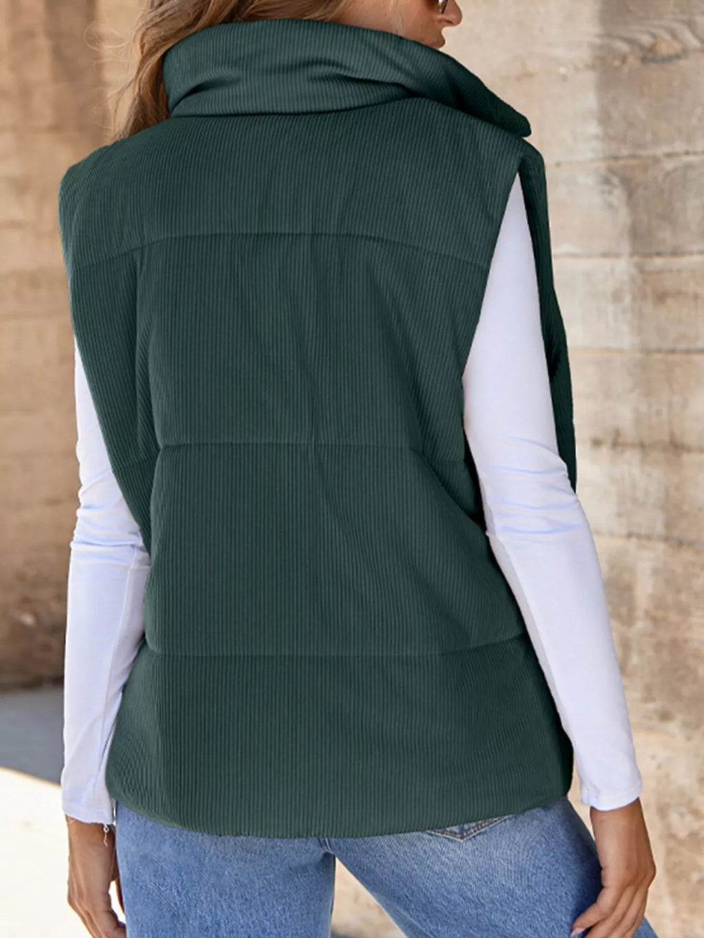 Corduroy Zip Up Vest Coat - Maria de Fatima Andrade