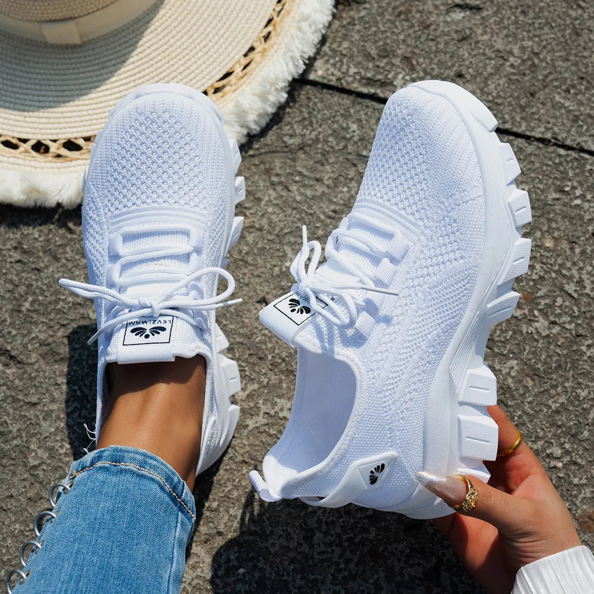 Mesh Lace Up Platform Athletic - Maria de Fatima Andrade