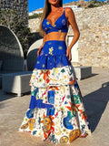 Printed Cami and Layered Skirt Set - Maria de Fatima Andrade