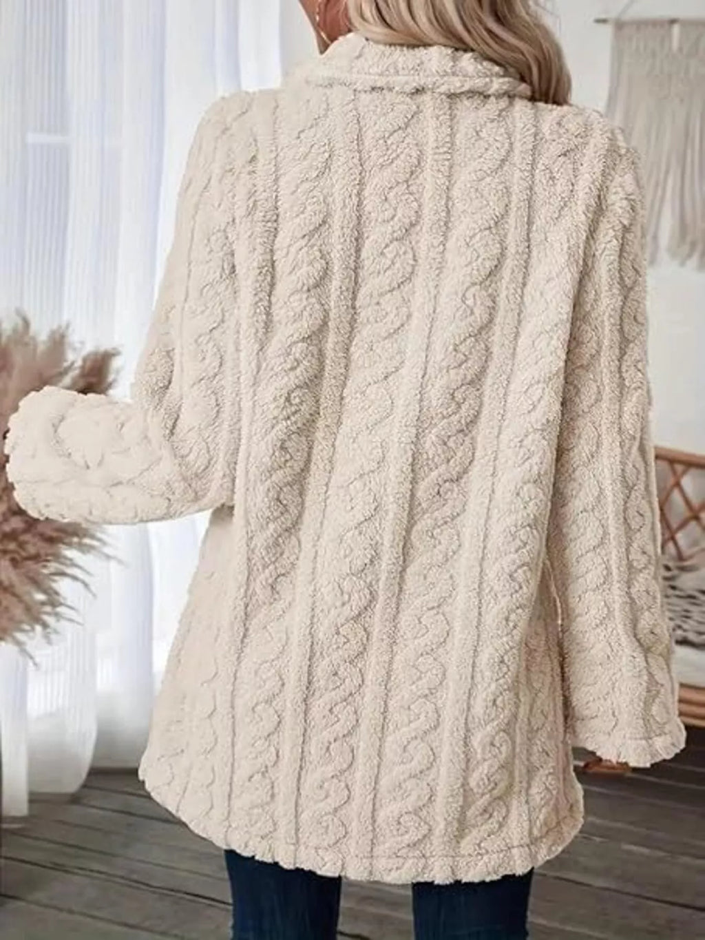 Double-Breasted Fleece Longline Coat - Maria de Fatima Andrade