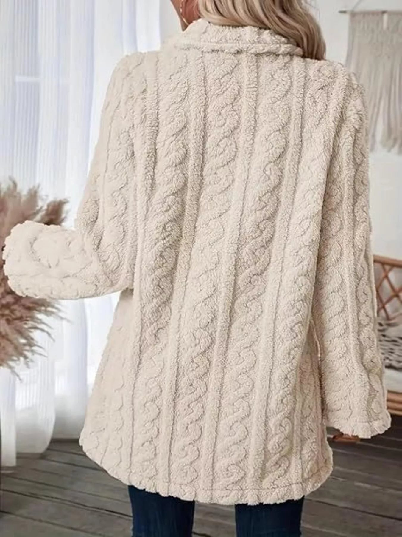 Double-Breasted Fleece Longline Coat - Maria de Fatima Andrade