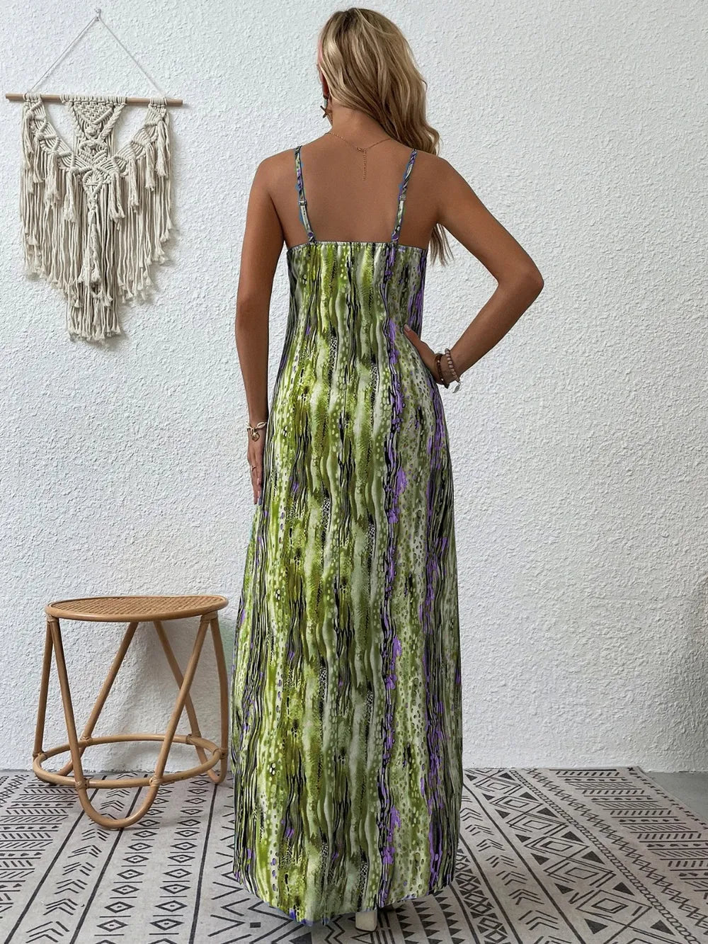 Full Size Printed Scoop Neck Maxi Cami Dress - Maria de Fatima Andrade