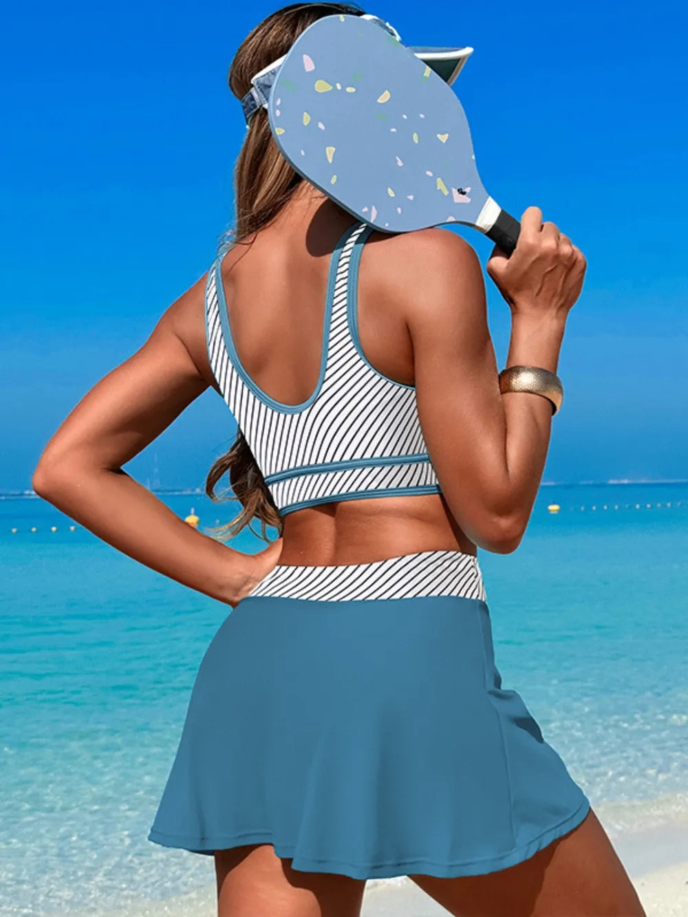 Scoop Neck Top and Skort Swim Set - Maria de Fatima Andrade