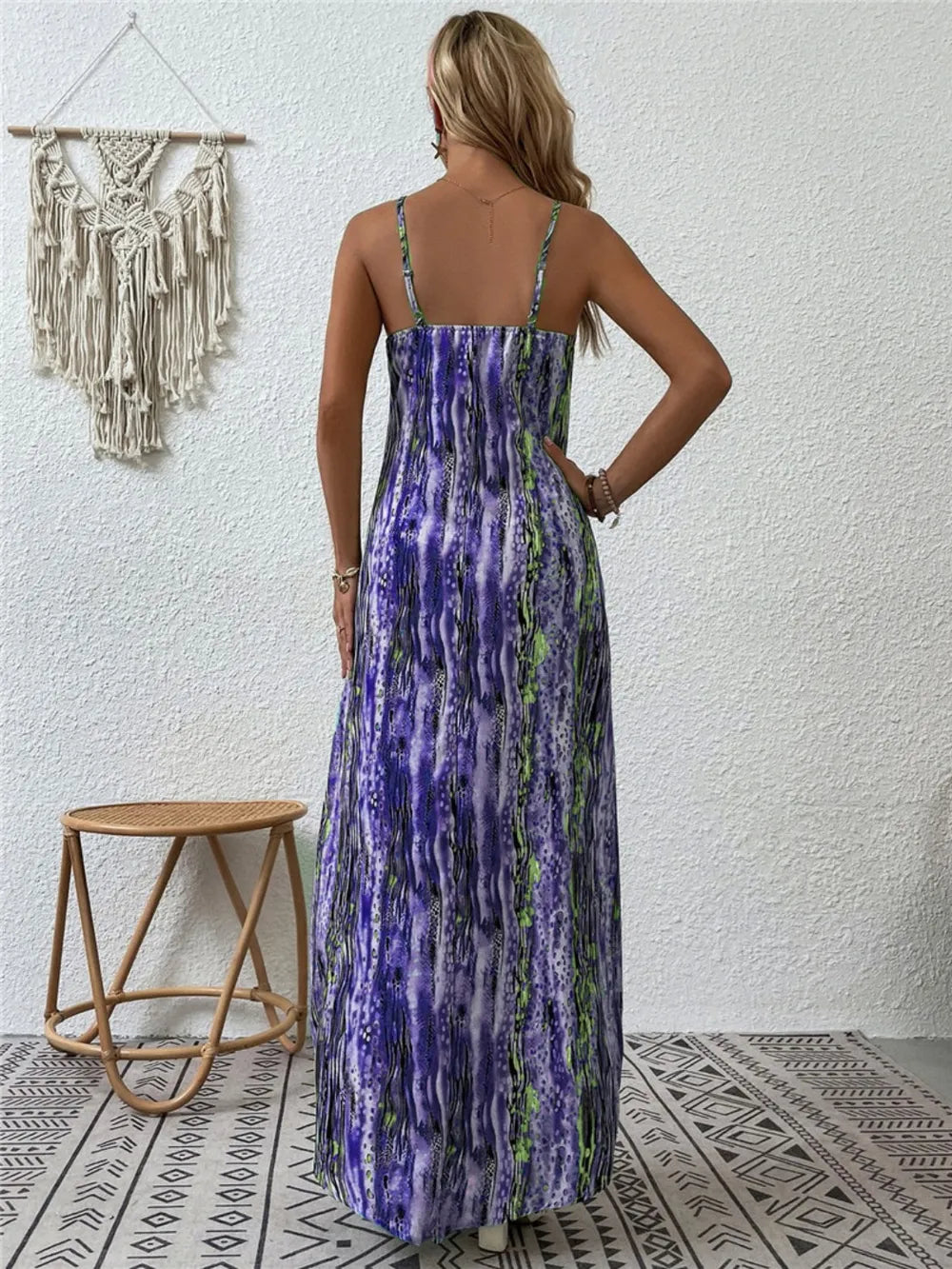 Full Size Printed Scoop Neck Maxi Cami Dress - Maria de Fatima Andrade
