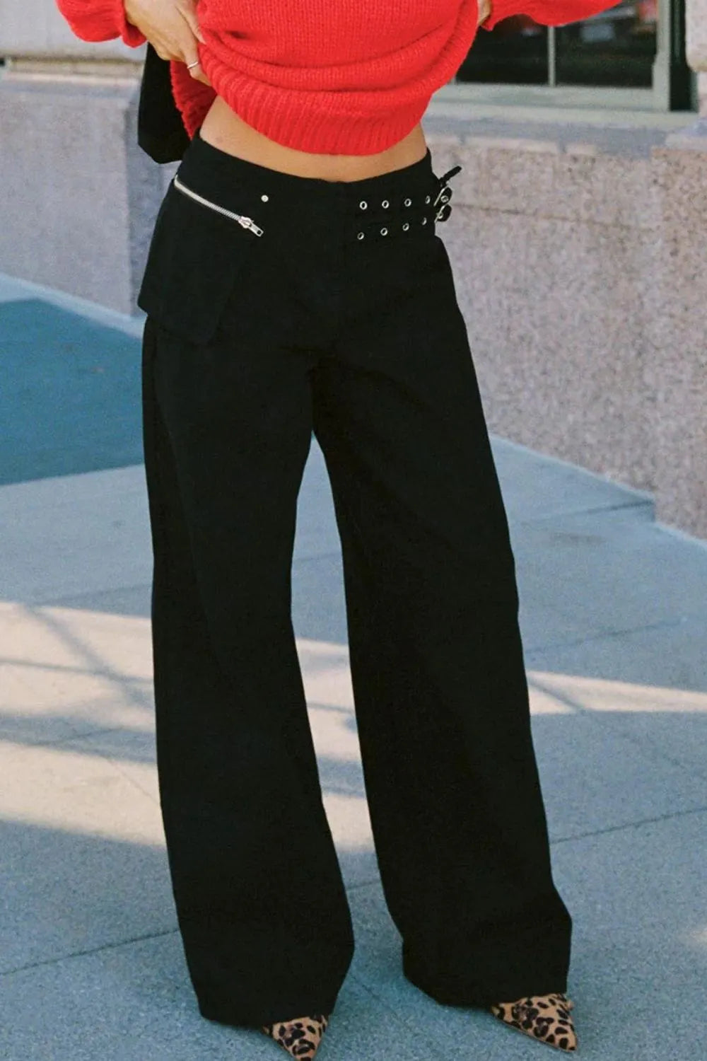 Wide Leg Jeans with Pockets - Maria de Fatima Andrade