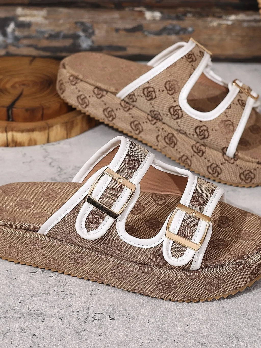 Double Buckle Platform Sandals - Maria de Fatima Andrade