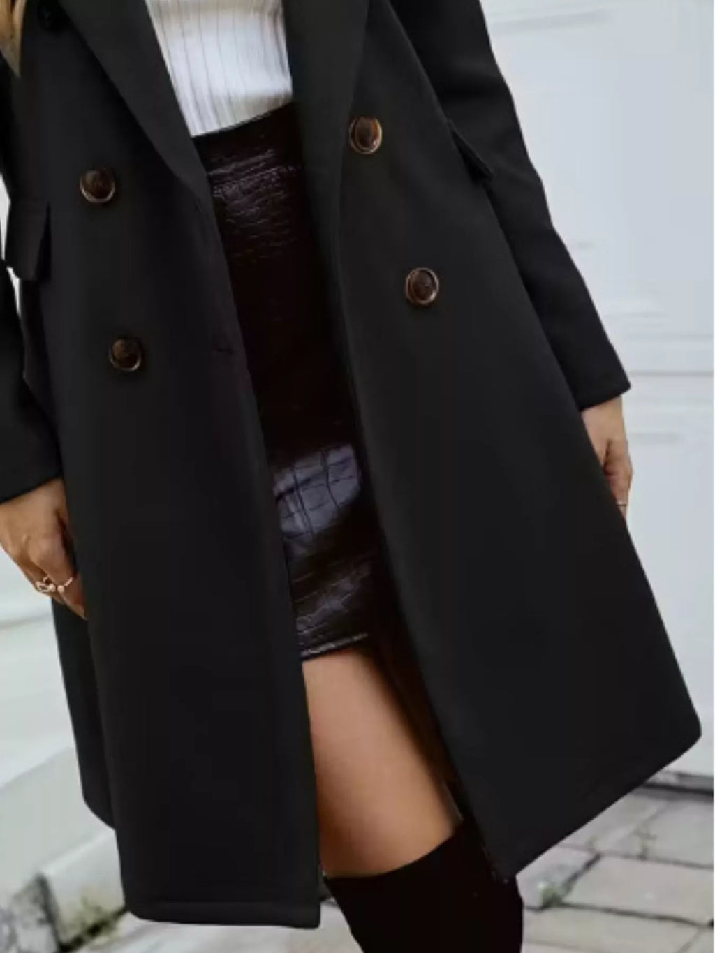 Double-Breasted Longline Coat - Maria de Fatima Andrade