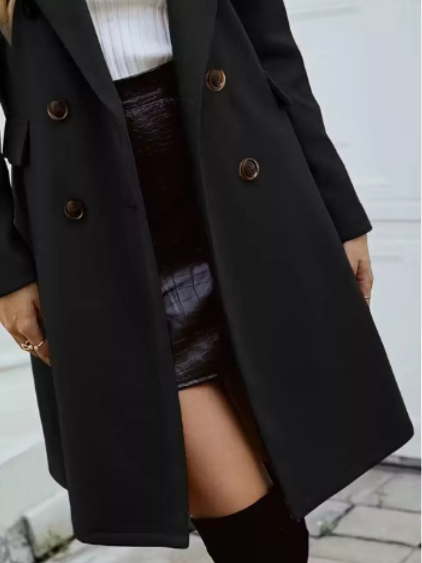 Double-Breasted Longline Coat - Maria de Fatima Andrade