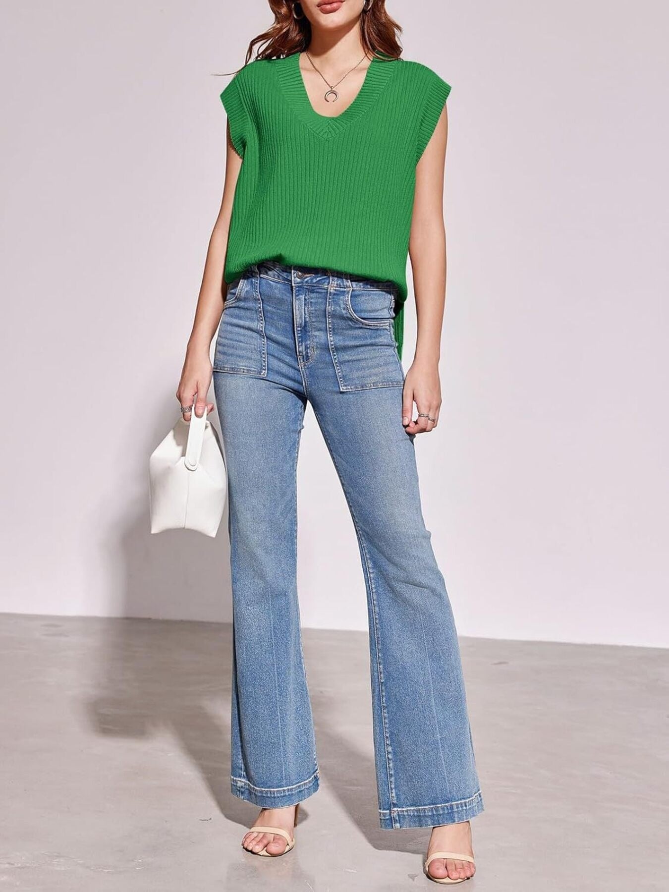 Casual V-Neck Knitted Sweater Vest - Maria de Fatima Andrade