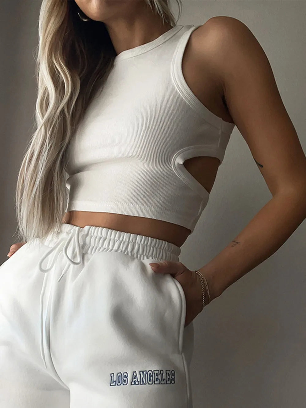 Cutout Round Neck Tank - Maria de Fatima Andrade