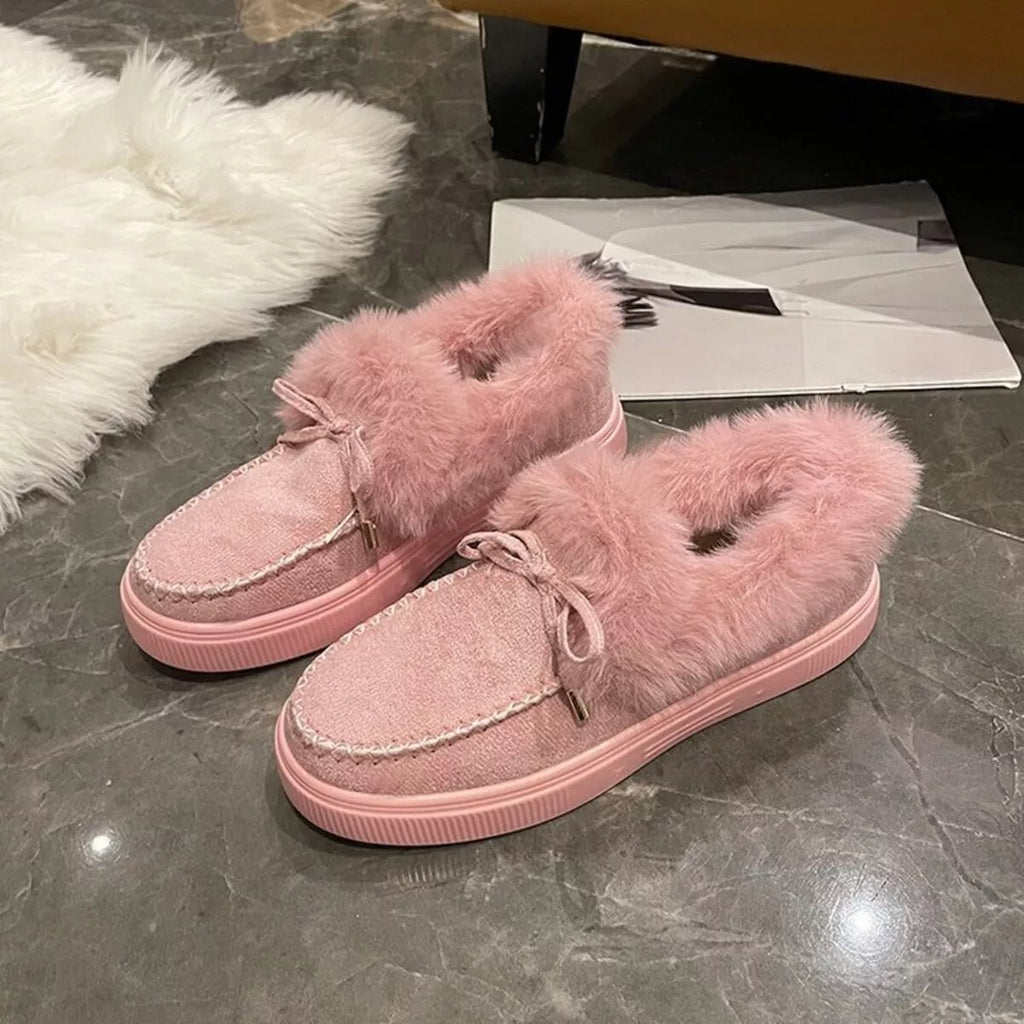 Fuzzy Round Toe Slip-Ons - Maria de Fatima Andrade