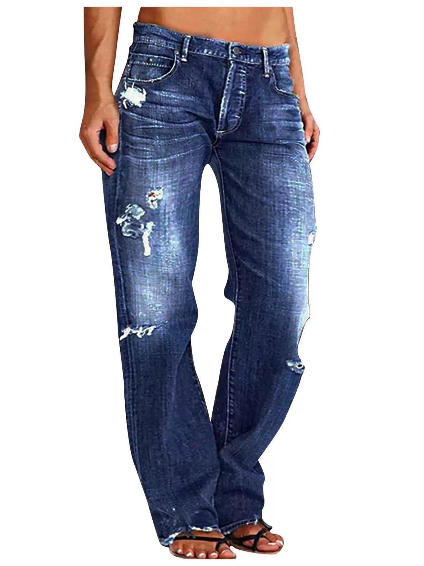 Distressed Loose Fit Jeans - Maria de Fatima Andrade