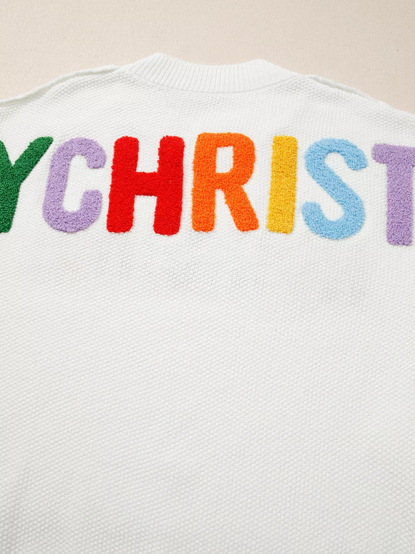 HOHOHO MERRY CHRISTMAS Drop Shoulder Holiday Sweater - Maria de Fatima Andrade