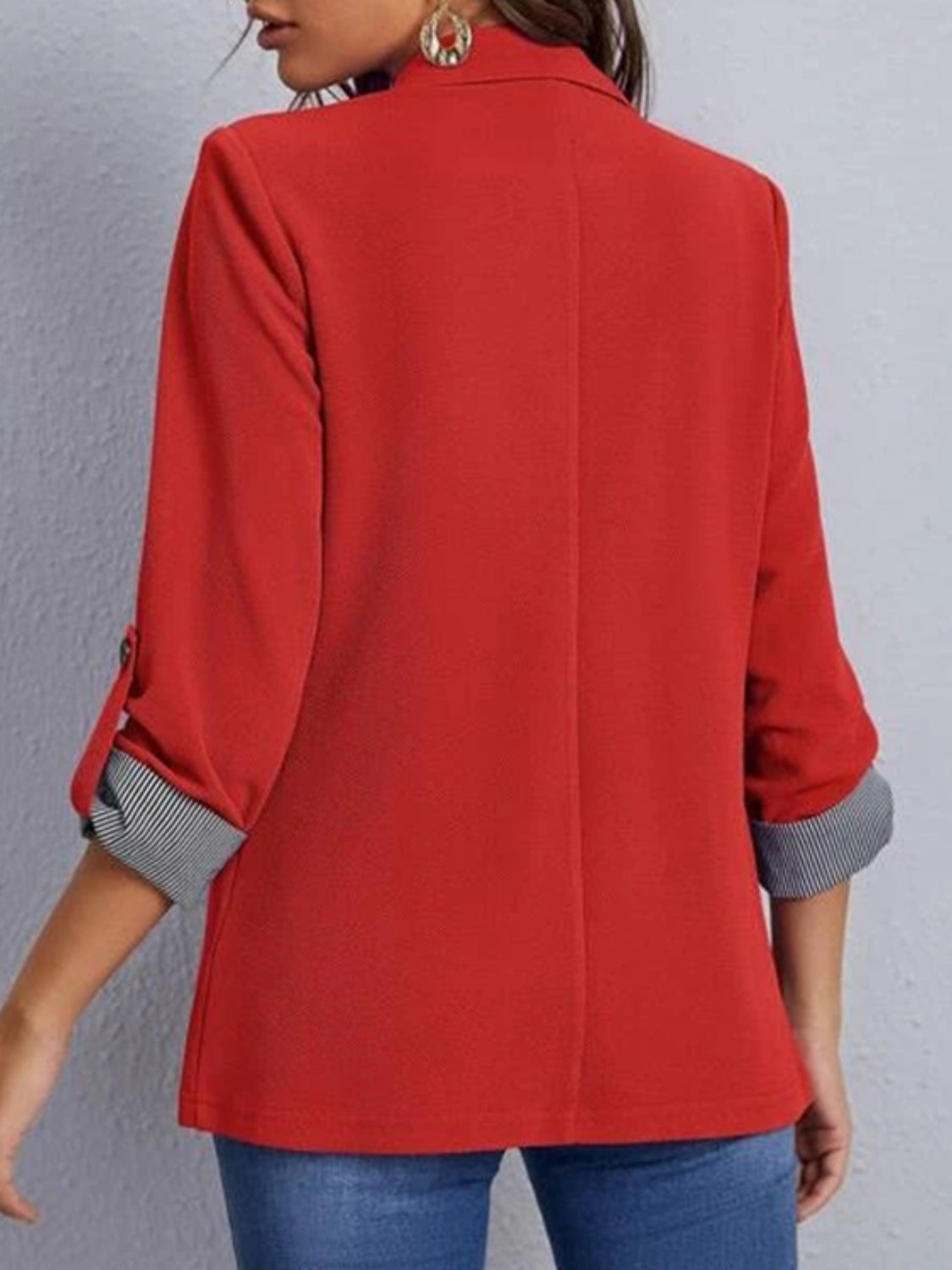 Lapel Collar Roll-Tab Sleeve Blazer - Maria de Fatima Andrade