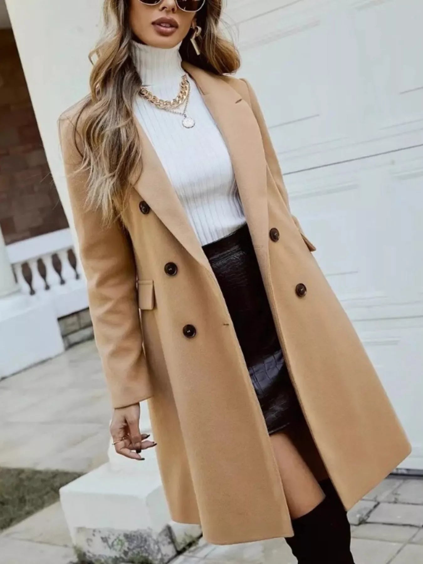 Double-Breasted Longline Coat - Maria de Fatima Andrade