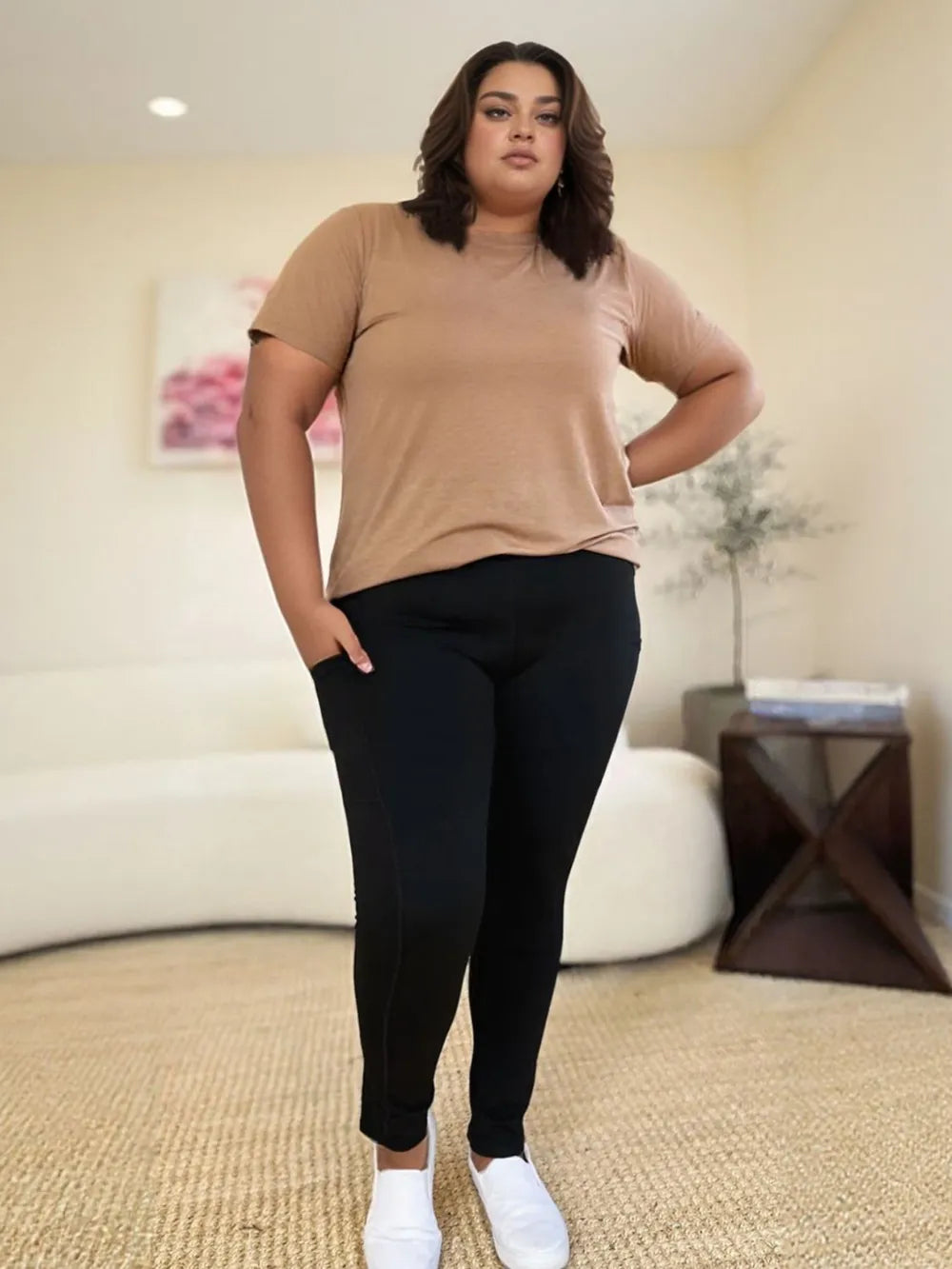 Wide Waistband Sports Leggings - Maria de Fatima Andrade