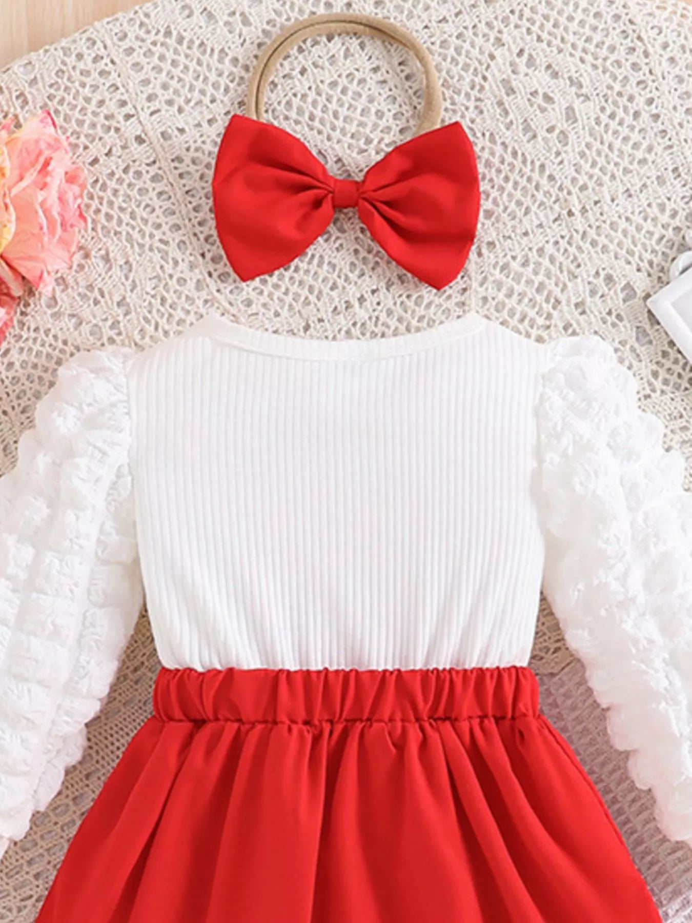Children's Heart Bowknot Decor Dress with Headband - Maria de Fatima Andrade
