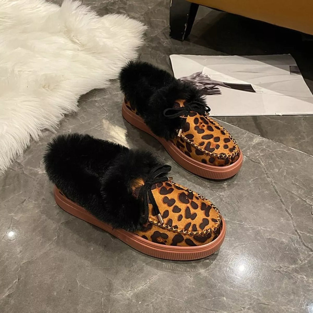 Fuzzy Round Toe Slip-Ons - Maria de Fatima Andrade
