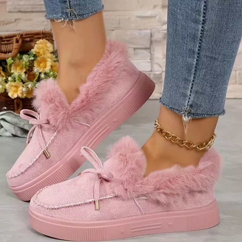 Fuzzy Round Toe Slip-Ons - Maria de Fatima Andrade