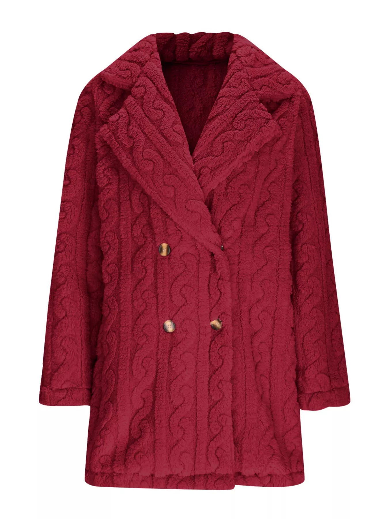 Double-Breasted Fleece Longline Coat - Maria de Fatima Andrade