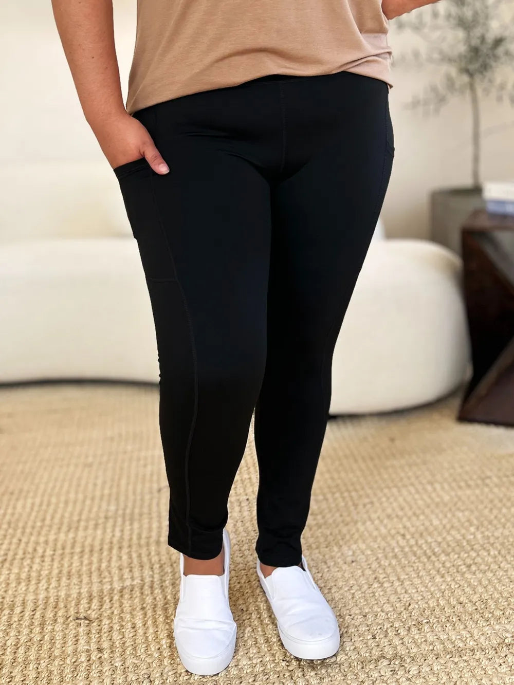 Wide Waistband Sports Leggings - Maria de Fatima Andrade