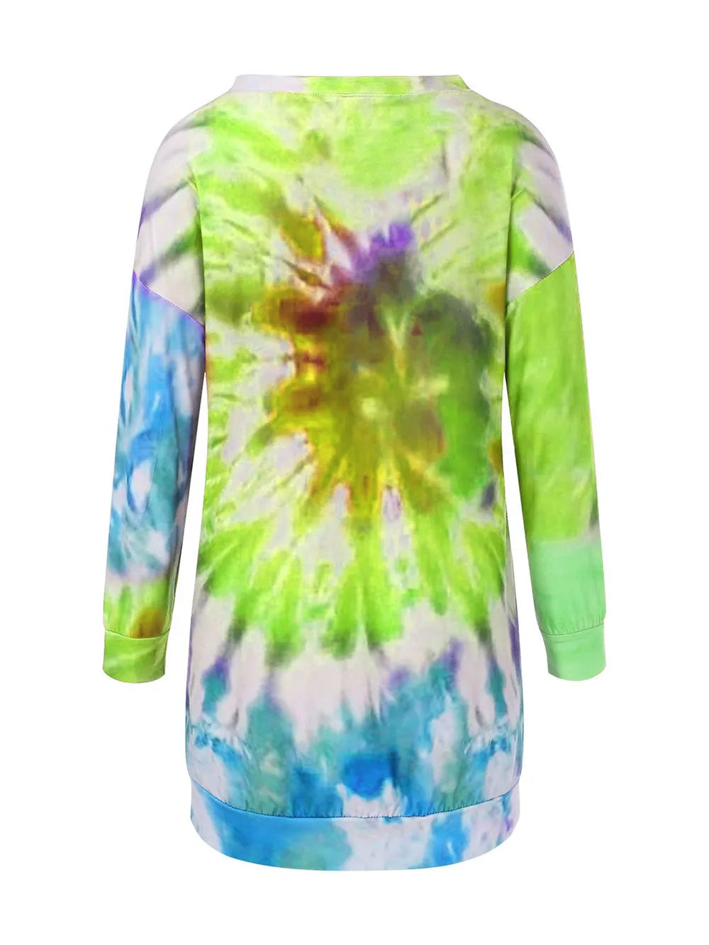 Full Size Tie-Dye Round Neck Long Sleeve Dress - Maria de Fatima Andrade