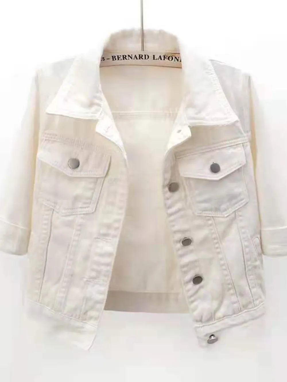Full Size Cropped  Denim Jacket Plus Size - Maria de Fatima Andrade