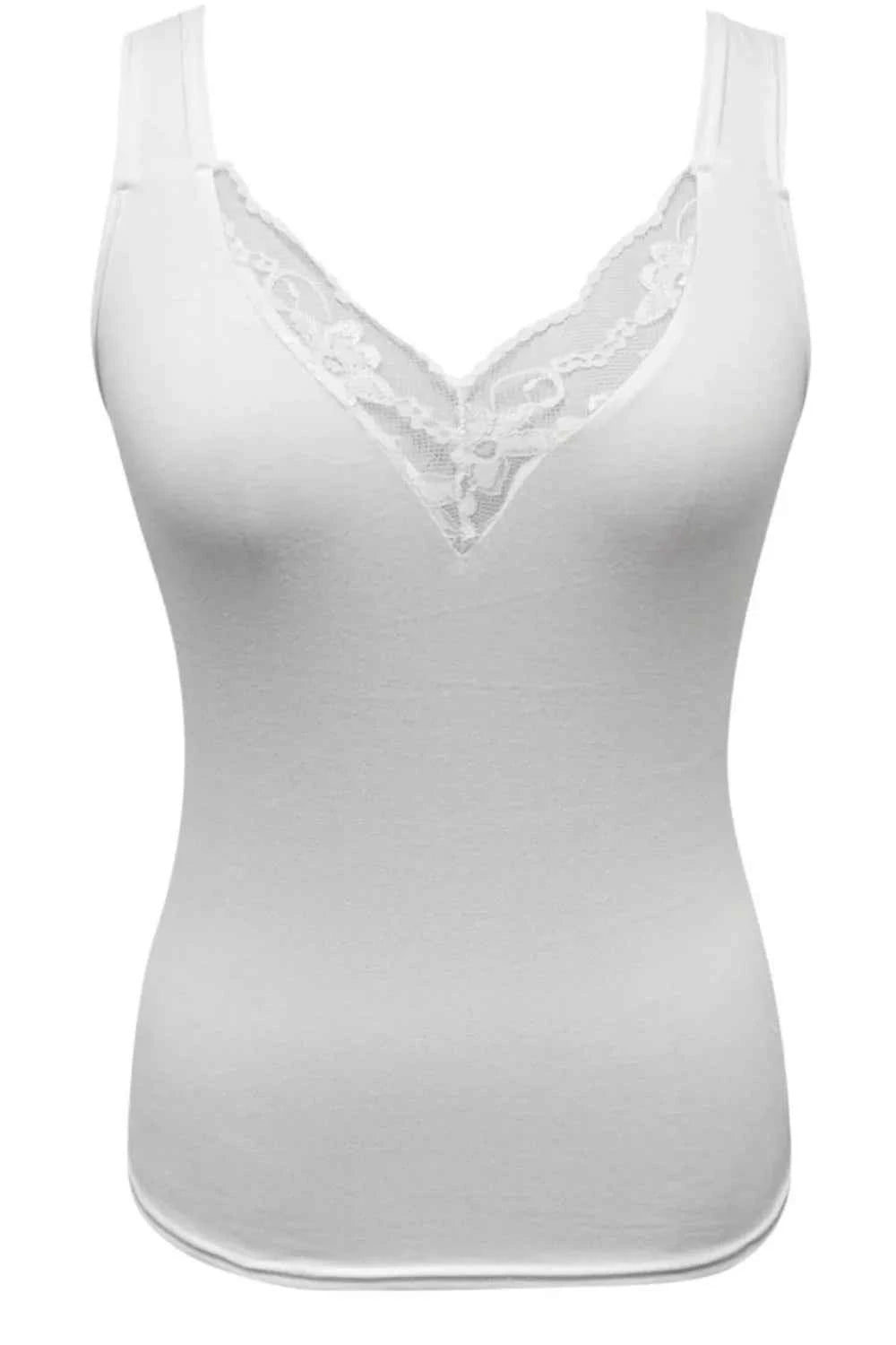 V-Neck Tank with Lace Detail