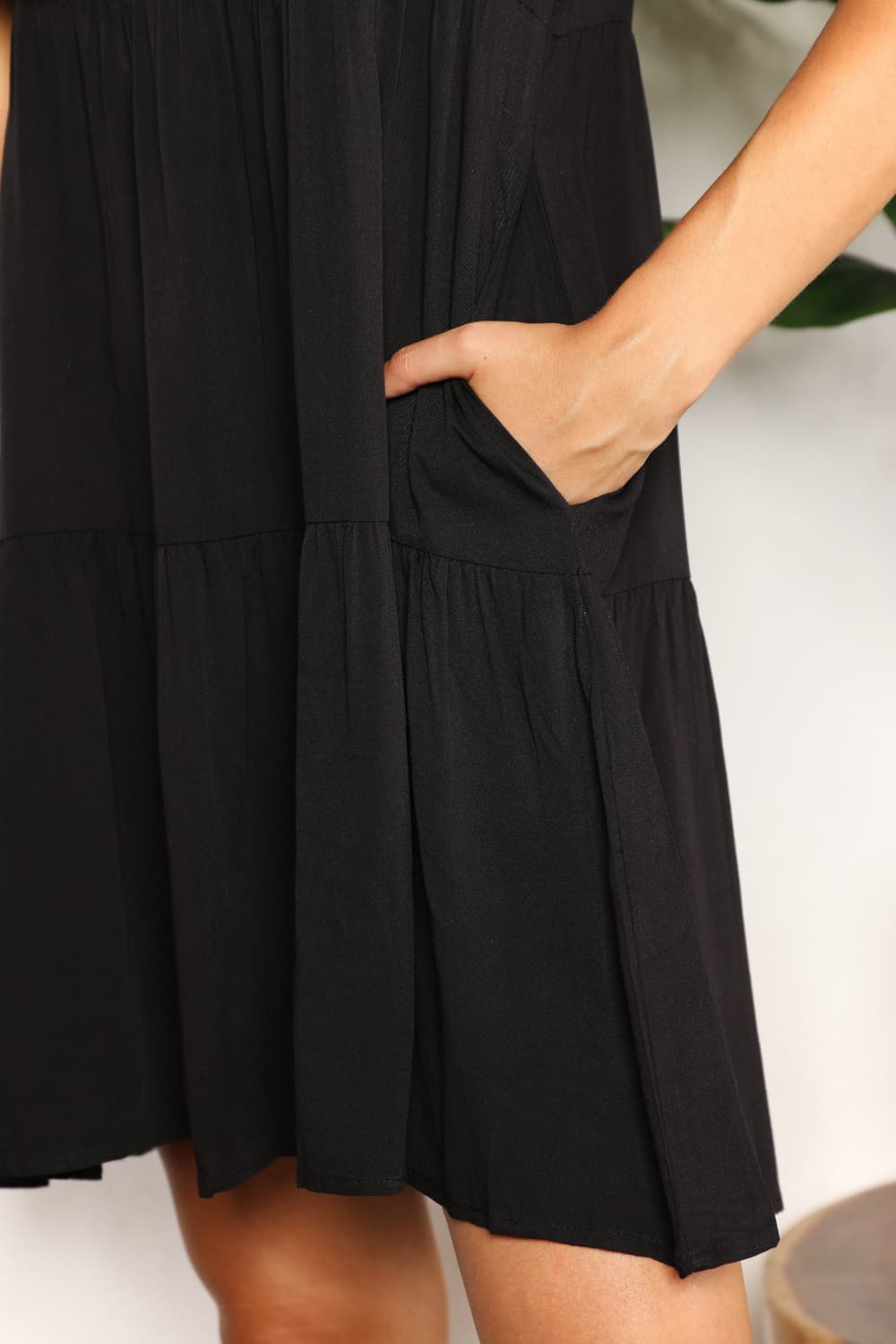 Mandy V-Neck Flounce Sleeve Tiered Dress - Maria de Fatima Andrade