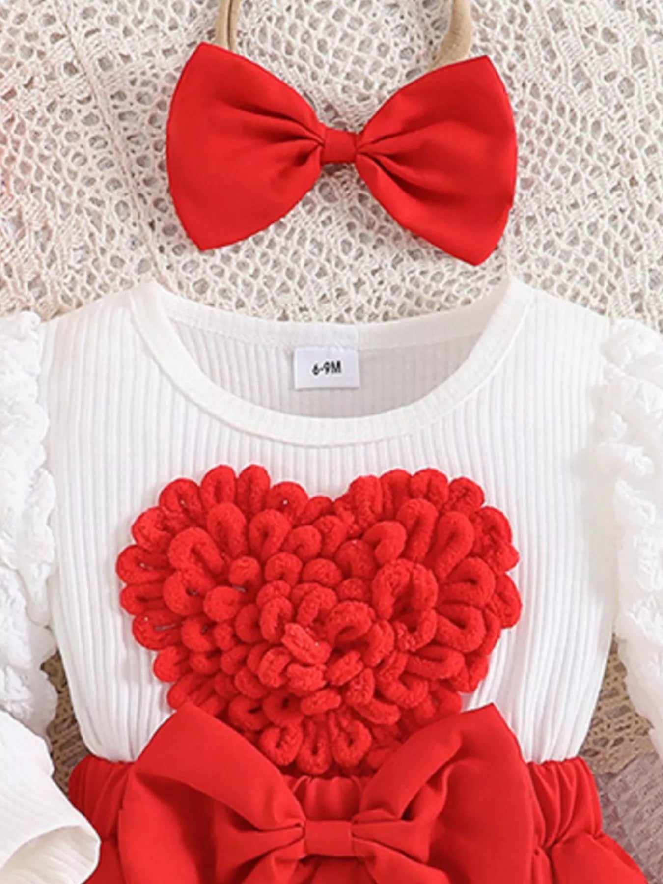 Children's Heart Bowknot Decor Dress with Headband - Maria de Fatima Andrade