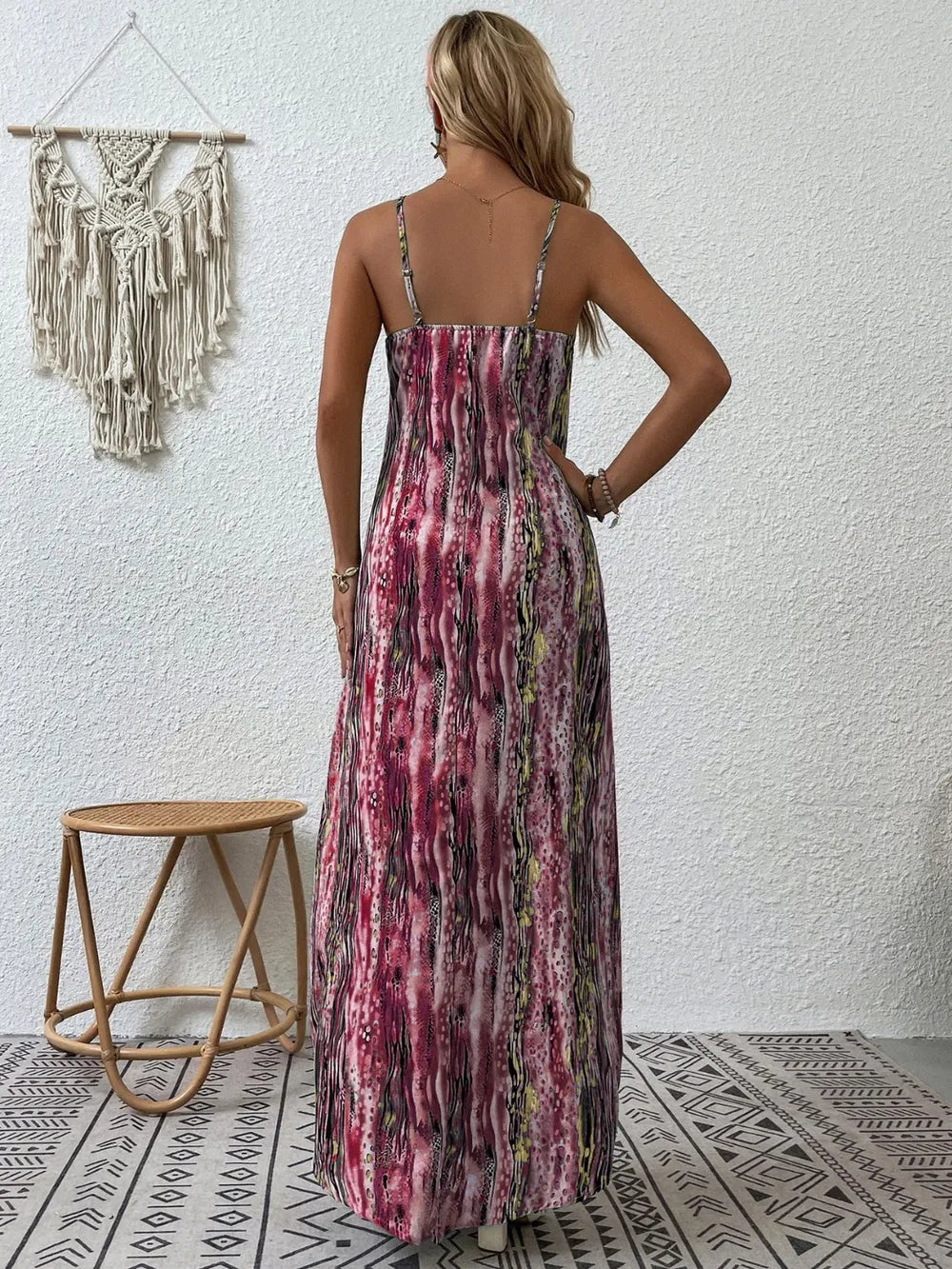 Full Size Printed Scoop Neck Maxi Cami Dress - Maria de Fatima Andrade