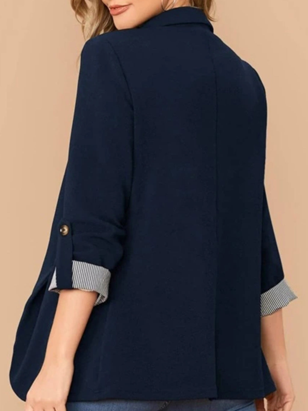 Lapel Collar Roll-Tab Sleeve Blazer - Maria de Fatima Andrade