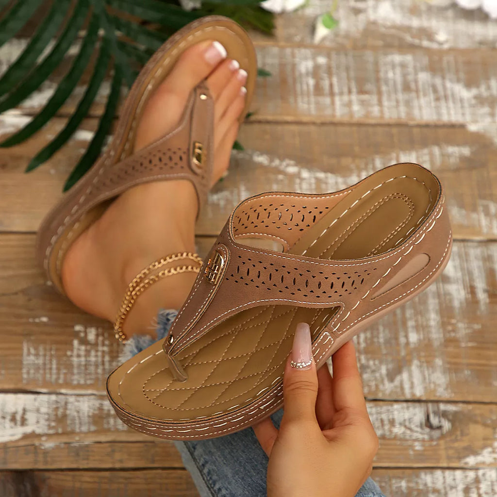 Toe Post Wedge Sandals - Maria de Fatima Andrade