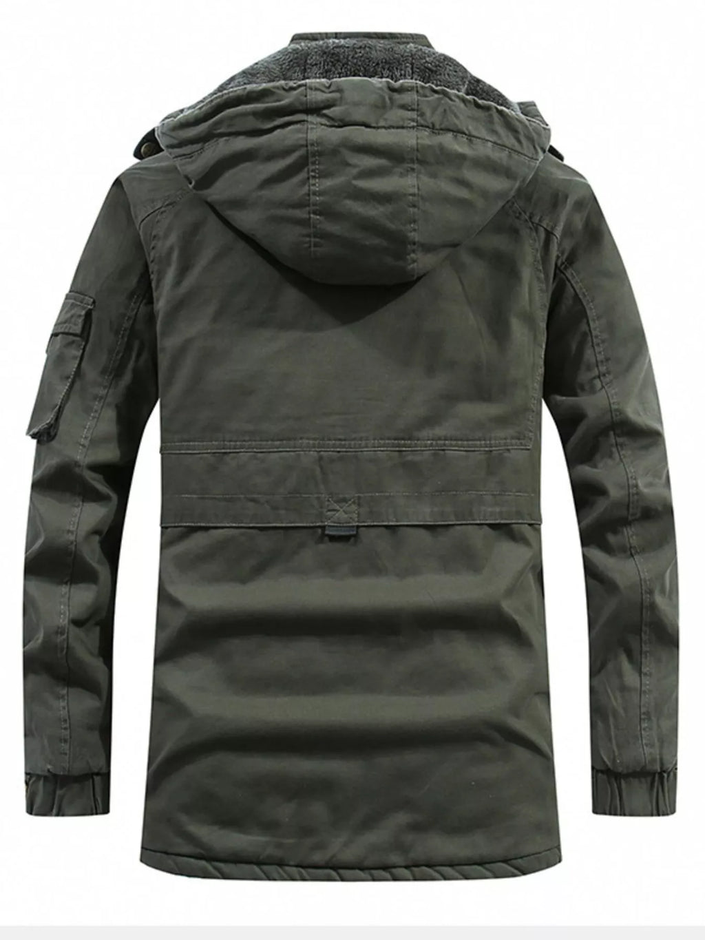 Men's Plus Size Drawstring Zip Up Hooded Jacket - Maria de Fatima Andrade
