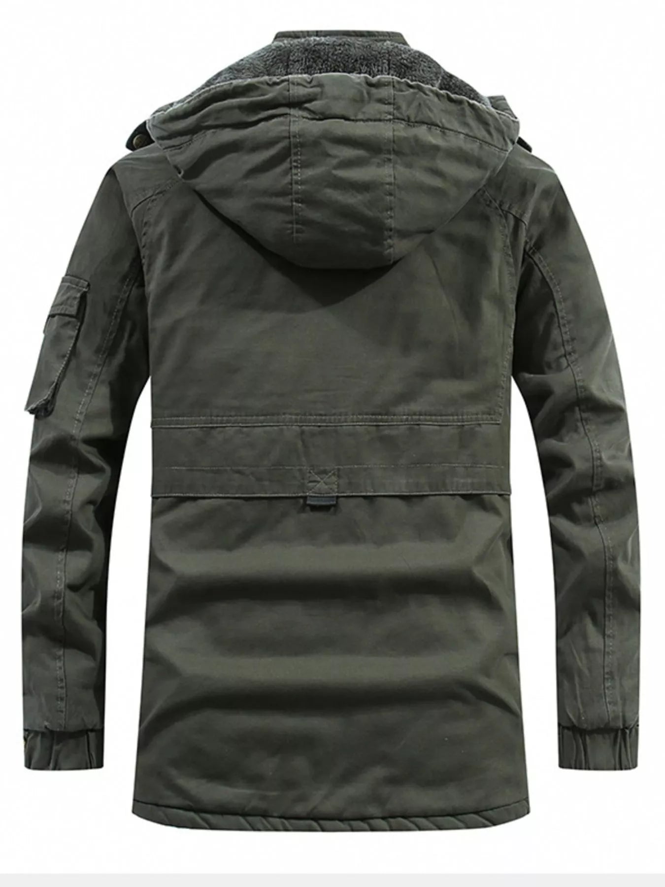 Men's Plus Size Drawstring Zip Up Hooded Jacket - Maria de Fatima Andrade