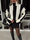 Color Block Ribbed Turtleneck Sweater - Maria de Fatima Andrade