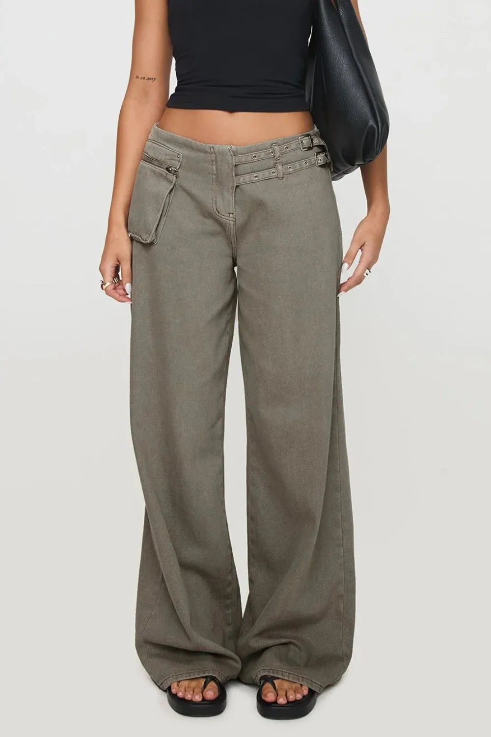 Wide Leg Jeans with Pockets - Maria de Fatima Andrade