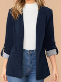 Lapel Collar Roll-Tab Sleeve Blazer - Maria de Fatima Andrade