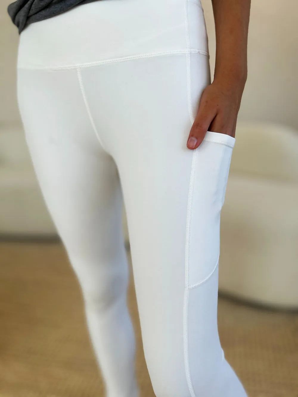 Wide Waistband Sports Leggings - Maria de Fatima Andrade