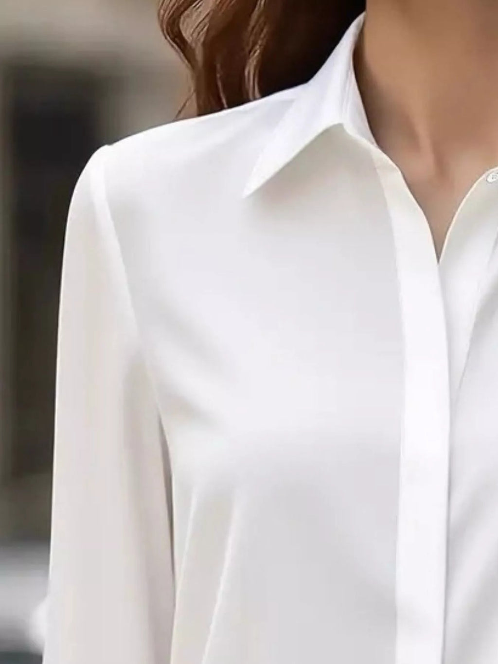 Button Down Collared Neck Long Sleeve Shirt - Maria de Fatima Andrade