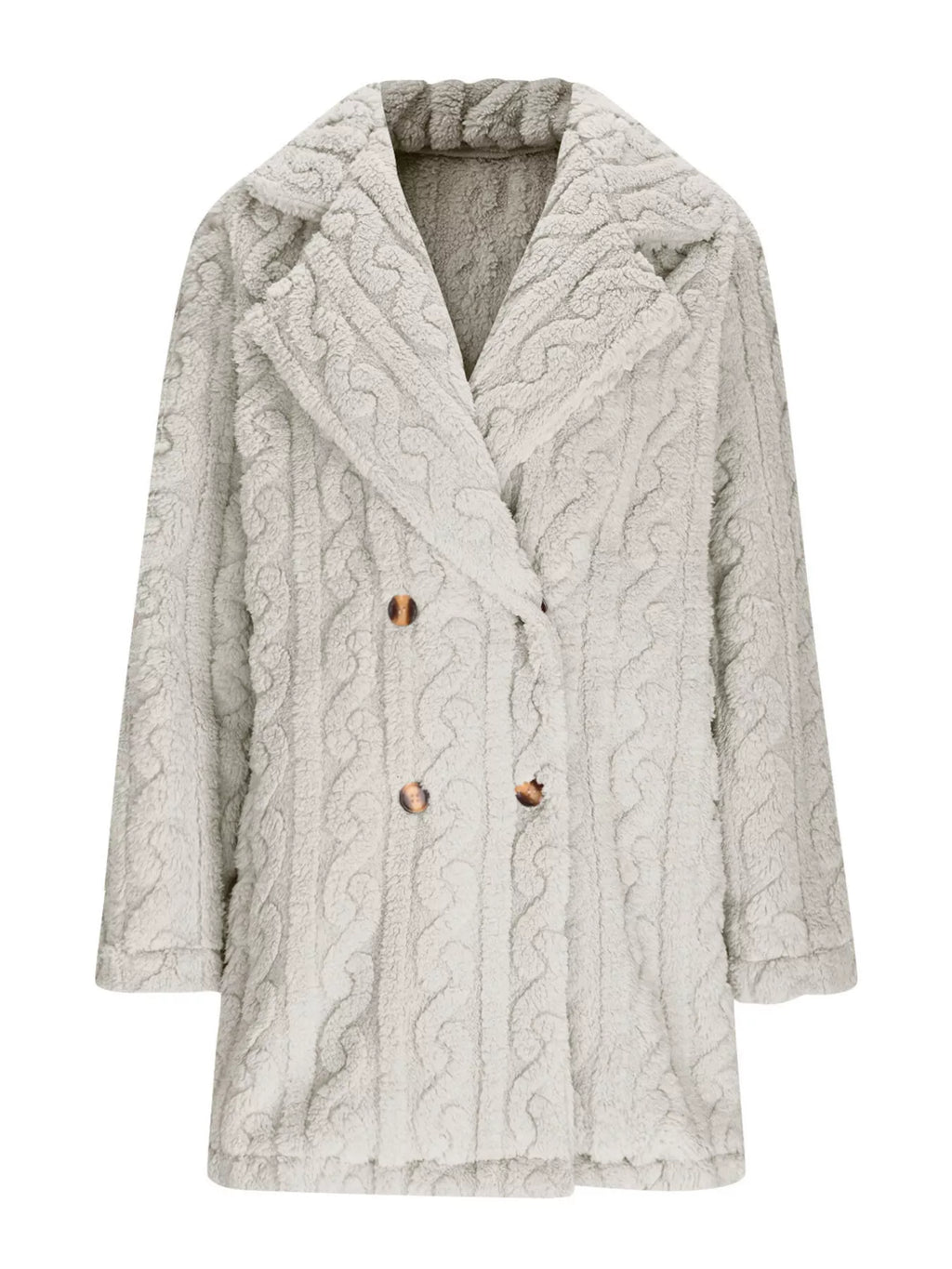 Double-Breasted Fleece Longline Coat - Maria de Fatima Andrade