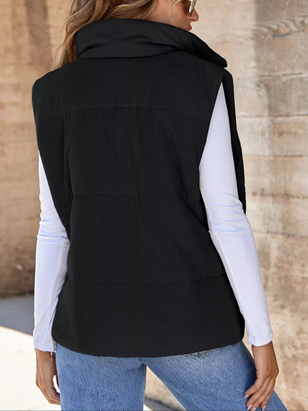 Corduroy Zip Up Vest Coat - Maria de Fatima Andrade