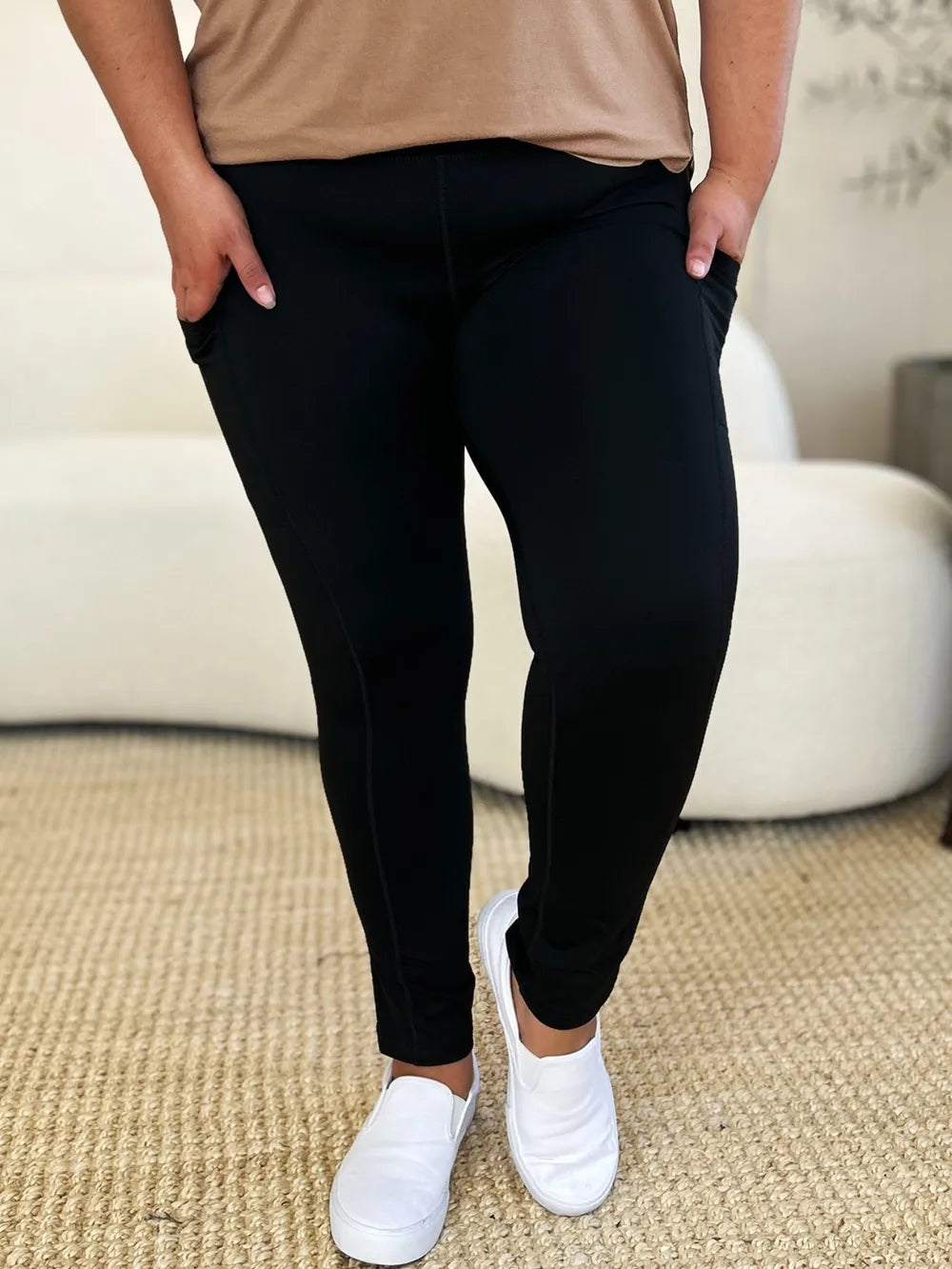 Wide Waistband Sports Leggings - Maria de Fatima Andrade