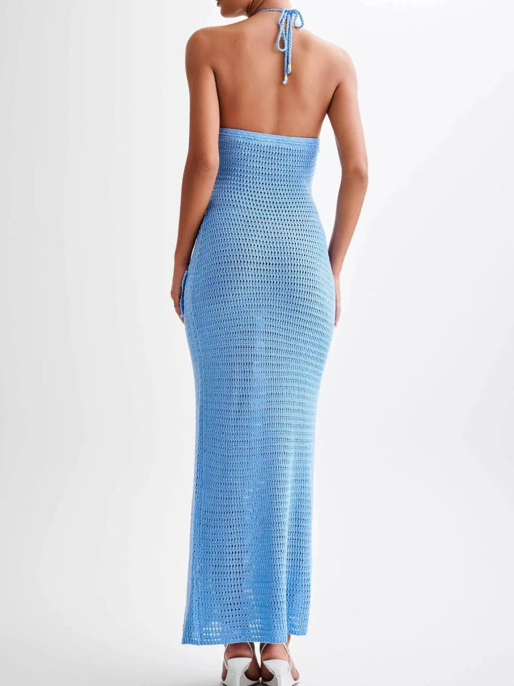 Crochet Floral Halter Knit Cover Up Dress - Maria de Fatima Andrade