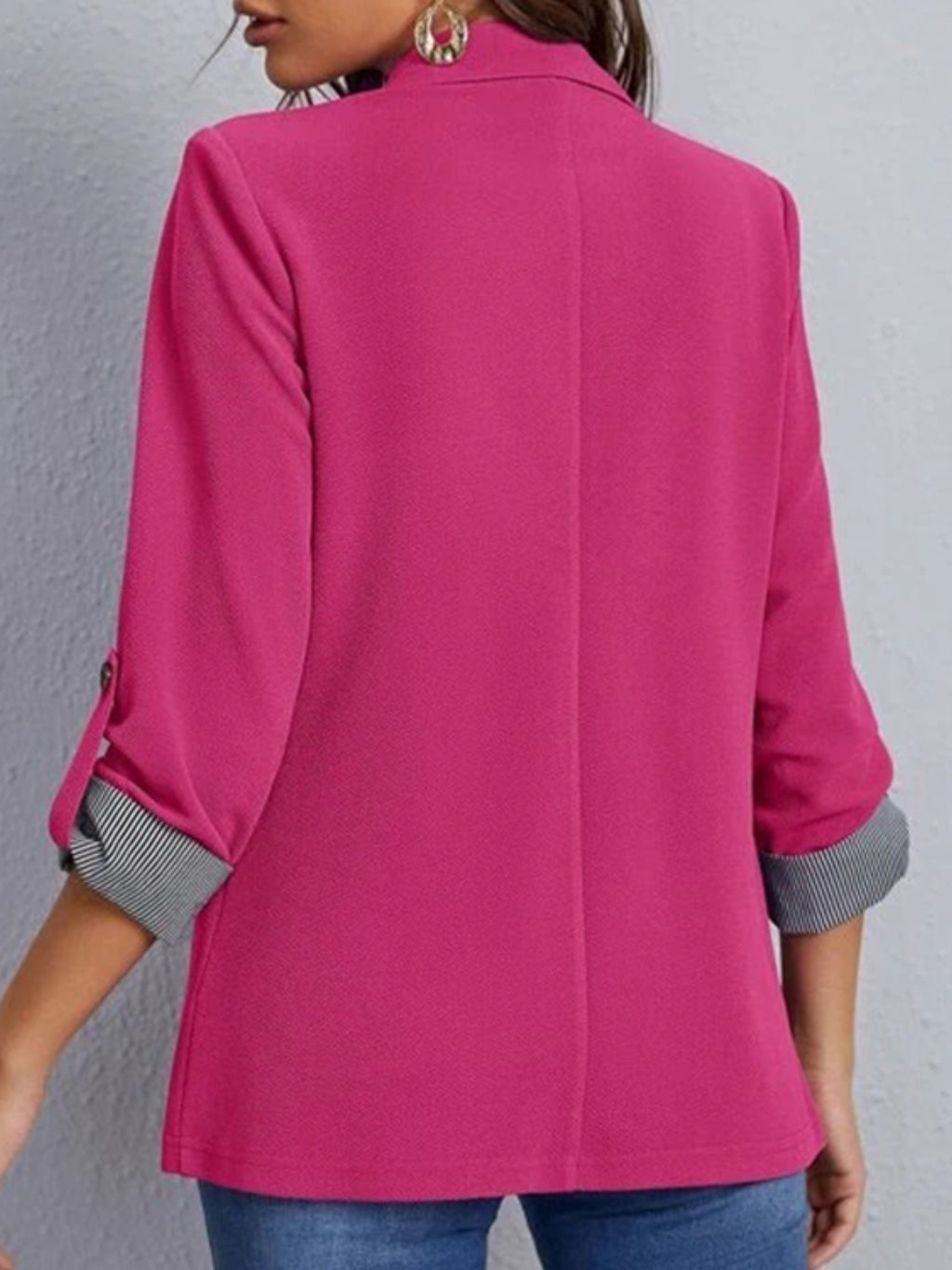 Lapel Collar Roll-Tab Sleeve Blazer - Maria de Fatima Andrade