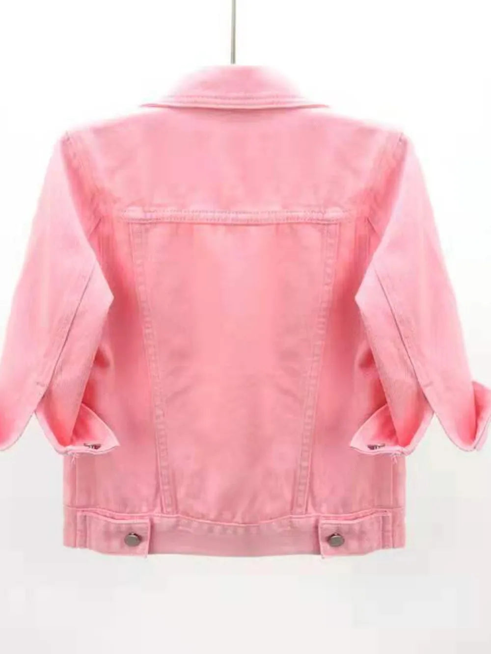 Full Size Cropped  Denim Jacket Plus Size - Maria de Fatima Andrade