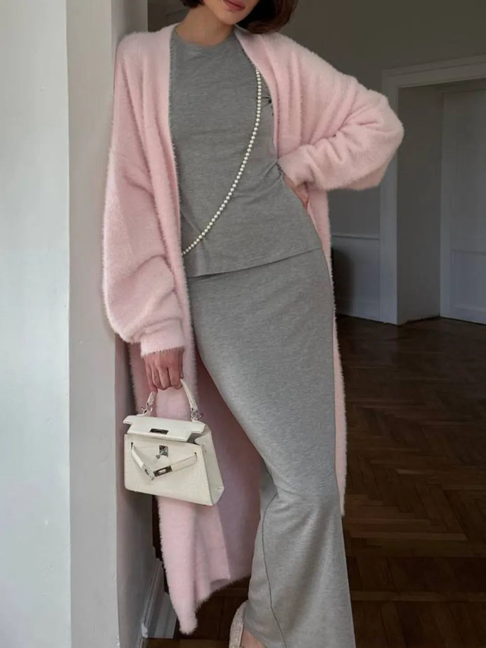 Fuzzy Open Front Solid Color Cardigan - Maria de Fatima Andrade