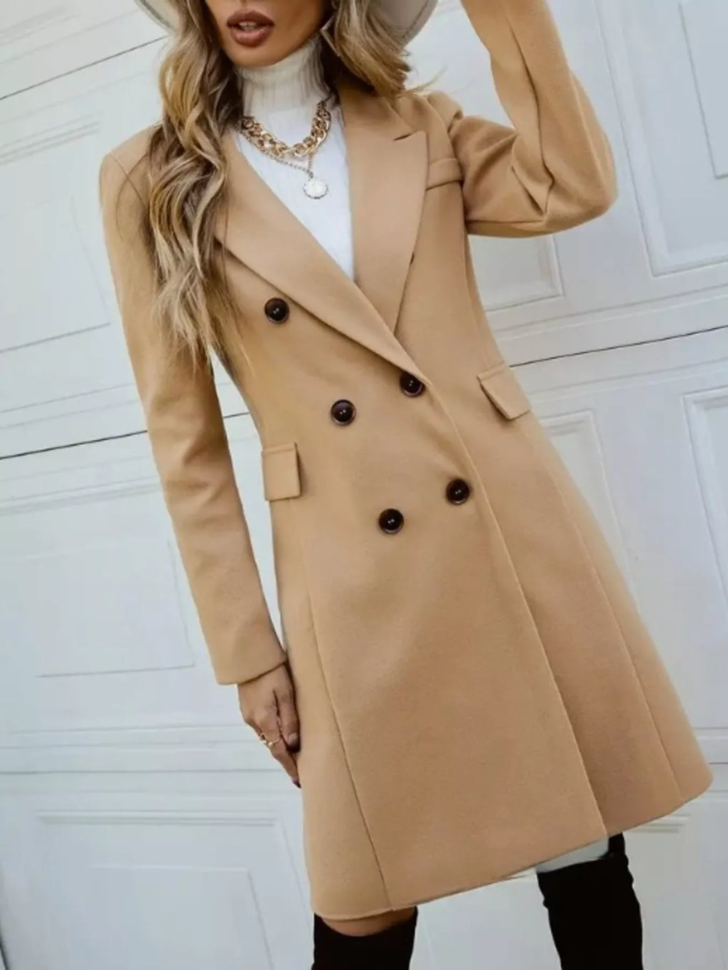 Double-Breasted Longline Coat - Maria de Fatima Andrade