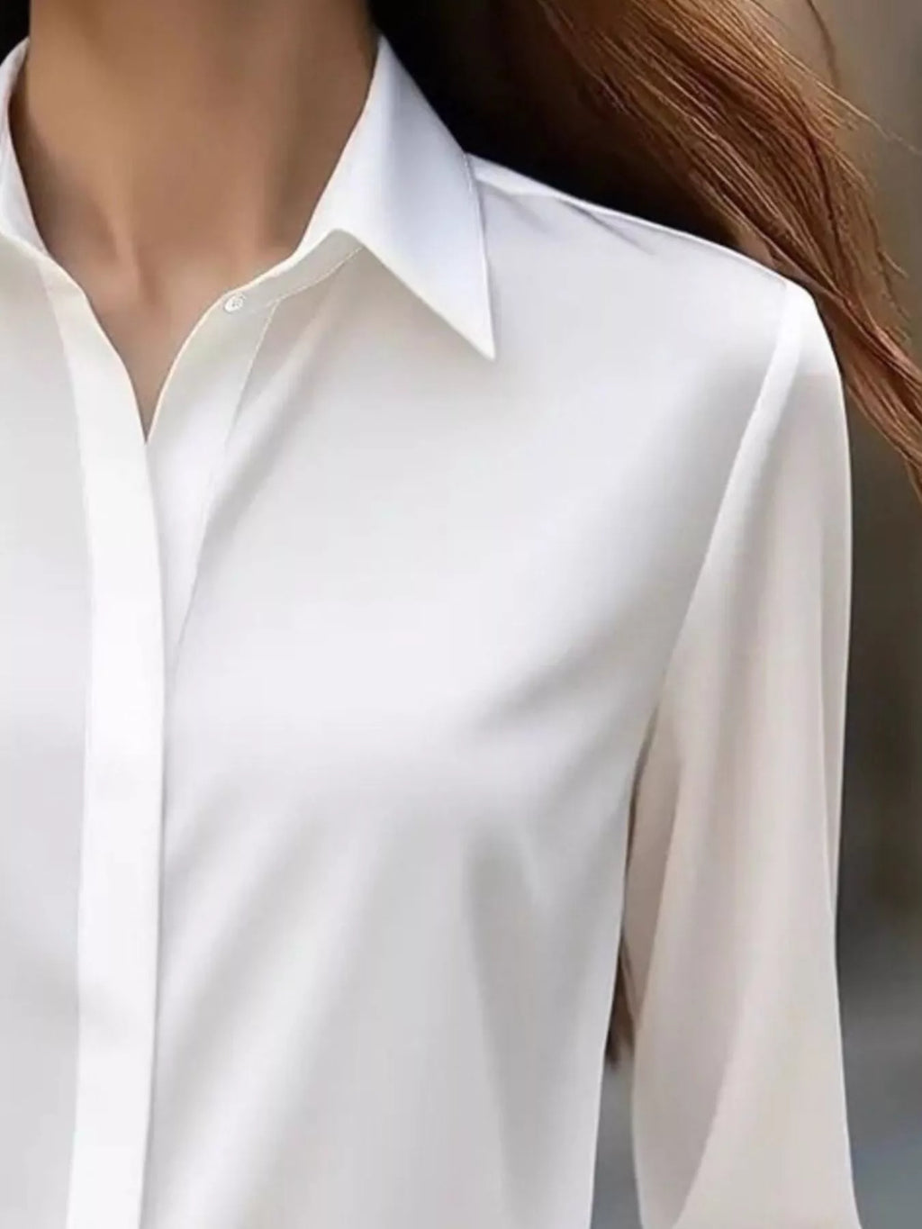 Button Down Collared Neck Long Sleeve Shirt - Maria de Fatima Andrade