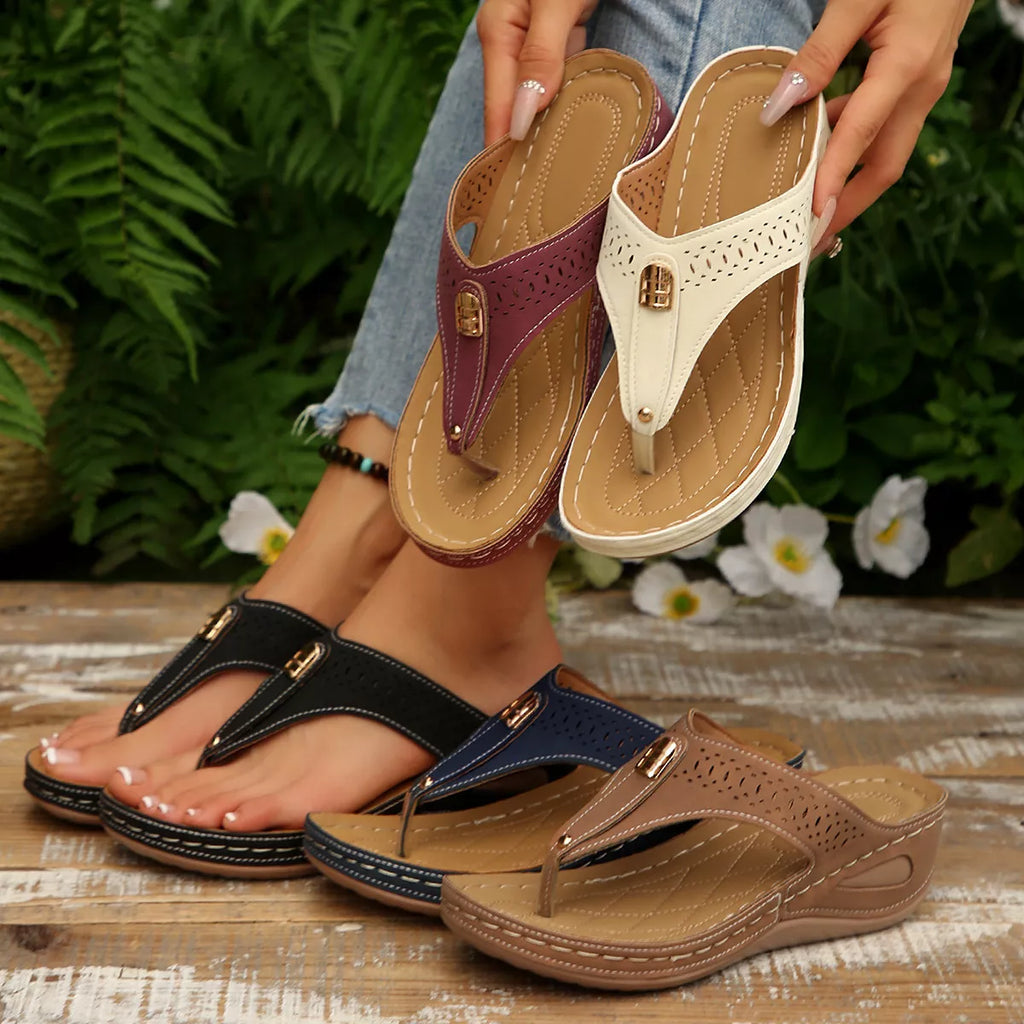 Toe Post Wedge Sandals - Maria de Fatima Andrade